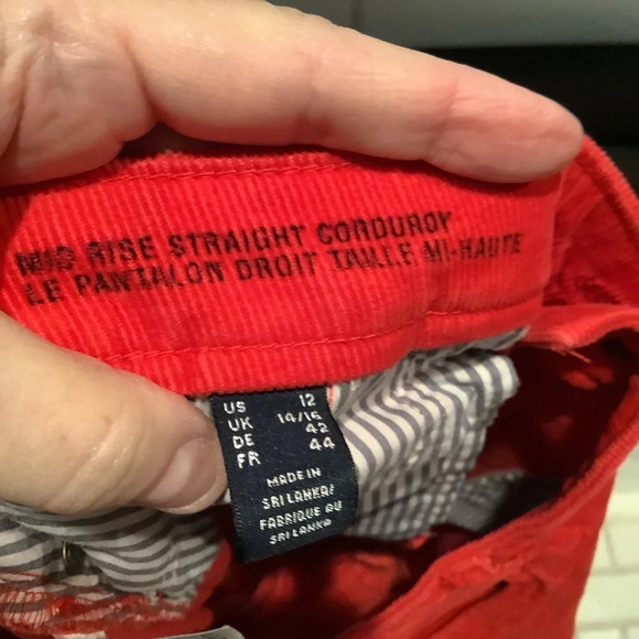 #212 Lands End Red Corduroy Straight Leg Pants Size 12 - Picture 4 of 4